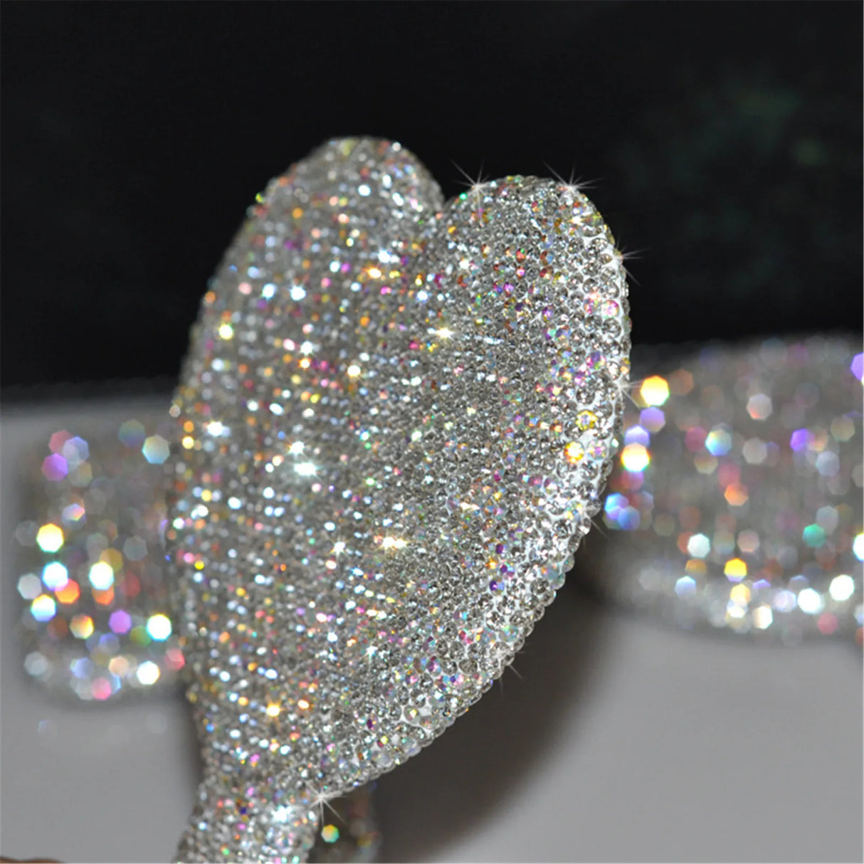 Luxury Diamond Hand Mirror Love Heart Mirror Female