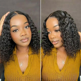 Brazilian Deep Curly Bob Hair Wigs Natural Black