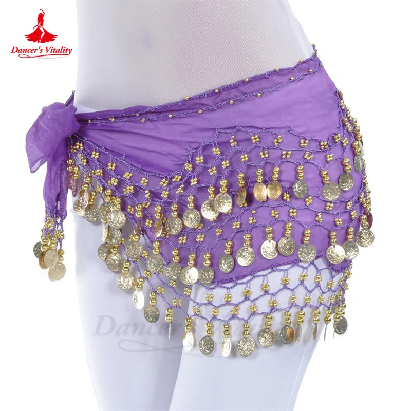 Belly Dance Belt For Women Chiffon Gold Coines