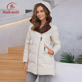 Hailuozi New Women' Jacket Short Warm Hooded