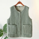 Womens Fleece Jacket Autumn Casual Clothing Senior Sleeveless