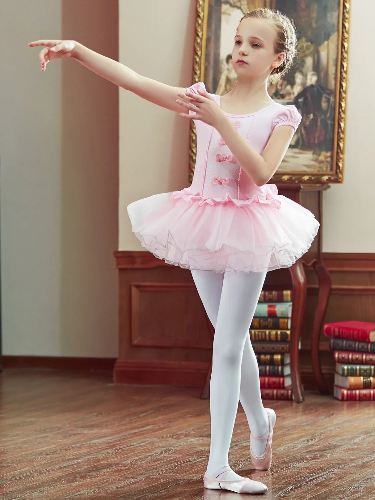 Girl' Elegant Ballet Dress Short Sleeve Dance Wear