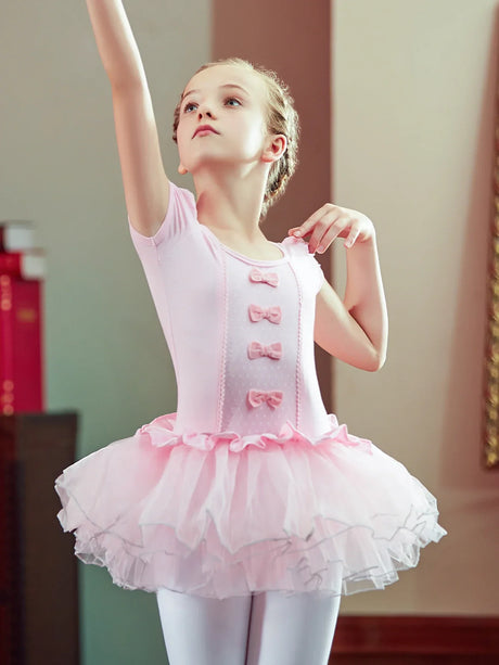 Girl' Elegant Ballet Dress Short Sleeve Dance Wear