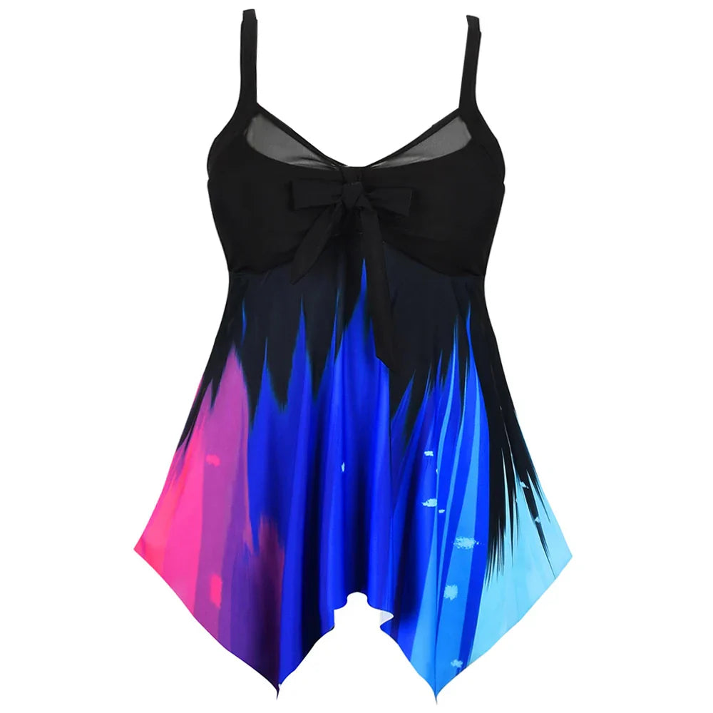 Summer New Backless Swimdress Suit Print Beachwear Tankini