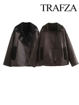 Trafza Winter Casual Solid Faux Leather Long Sleeve