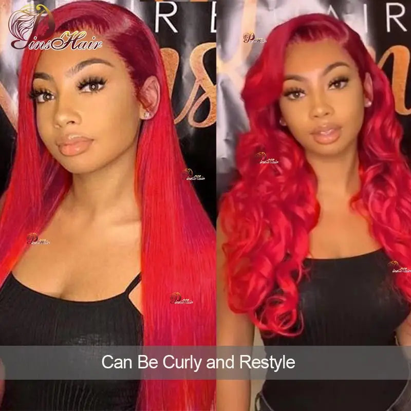 Hot Red Straight Lace Front Wig Brazilian