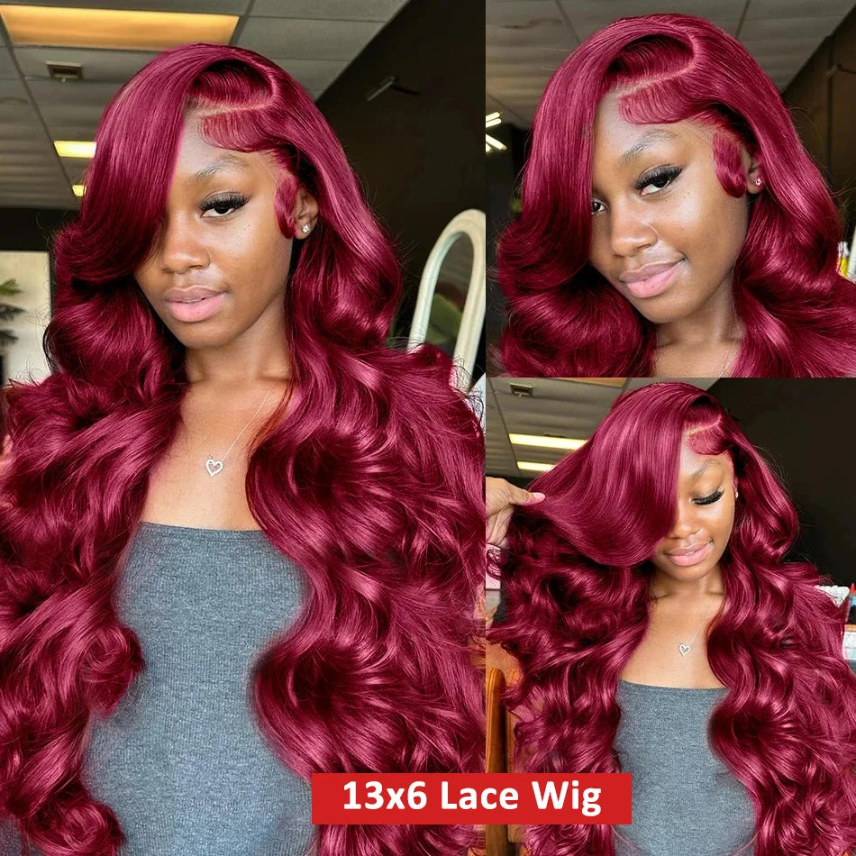 Tewjig Density J Burgundy X Lace Frontal Wigs