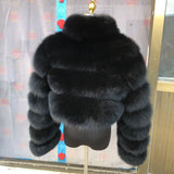 New Ladies Natural Fox Fur Cropped Plus Stand