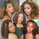 Ali Grace Highlight Brown Curly Bob Wig Brazilian