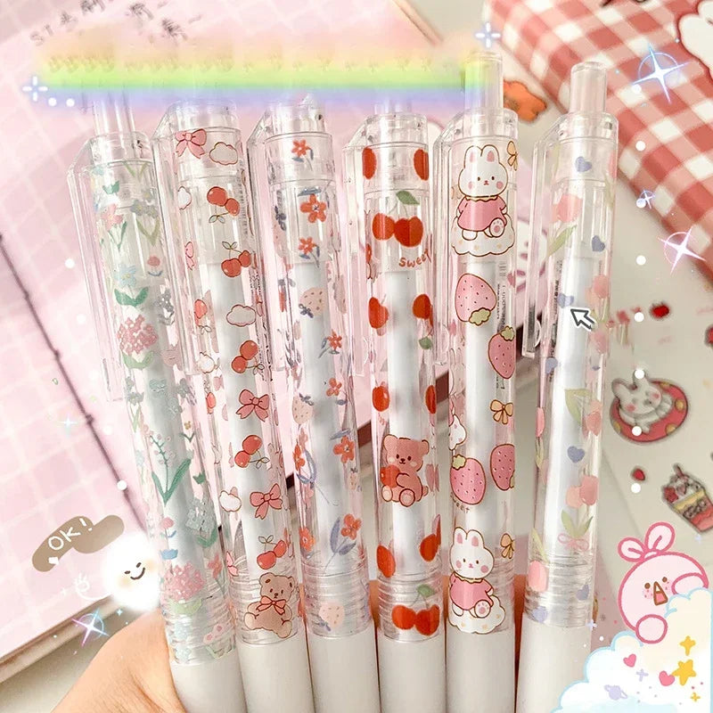 Floral Gel Pens Transparent Black