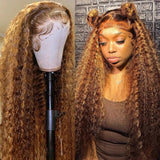 Highlight Ombre Lace Front Wig Curly Human Hair