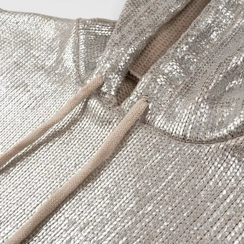 Women’s Metallic Hooded Sweater