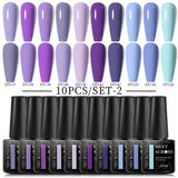 Nude Glitter Gel Nail Polish Set Purple Pink