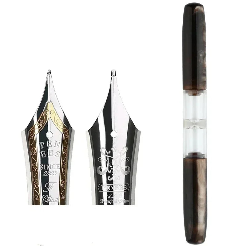 Penbbs Transparent Resin Fountain Pen Double-Nib Ink