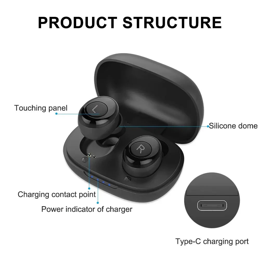 Rechargeable Bluetooth Hearing Aids Wireless Mini Adjustable Sound