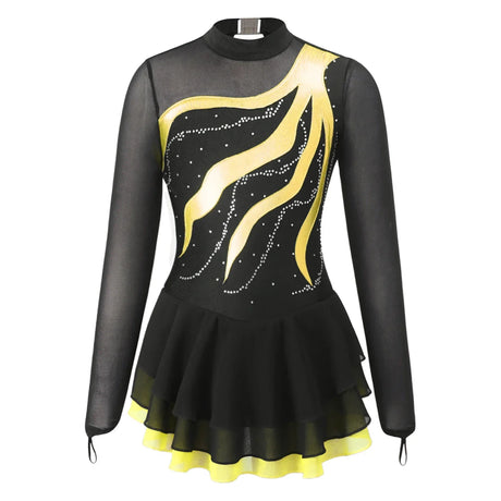 Figure Ice Skating Dress Kids Girls Long Sleeve