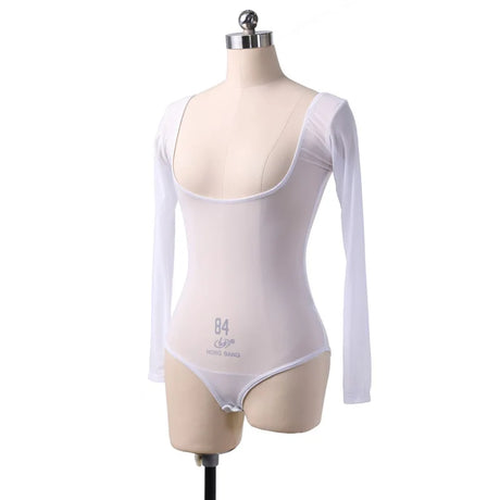 Long Sleeve Bodycon Gauze Top Sheer Pure Mesh