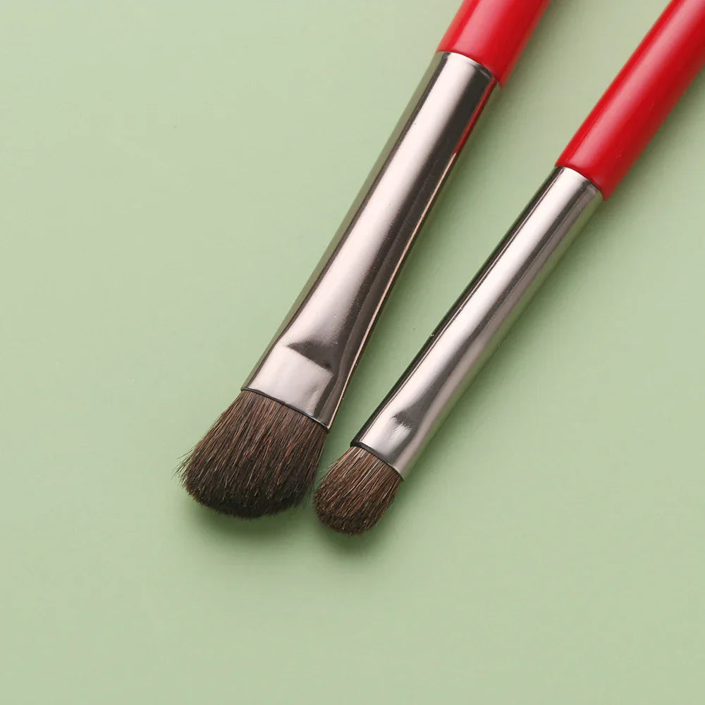 Beili Red Eye Makeup Brushes Professional Natural