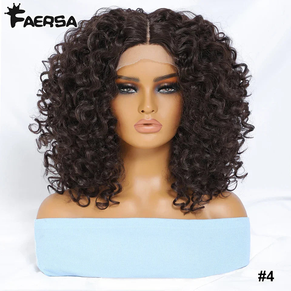 Kinky Curly Synthetic Lace Front Wig Black