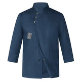 Men Women Chef Uniform Stand Collar Single-Breasted Pocket
