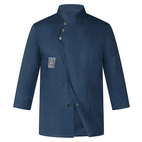 Men Women Chef Uniform Stand Collar Single-Breasted Pocket