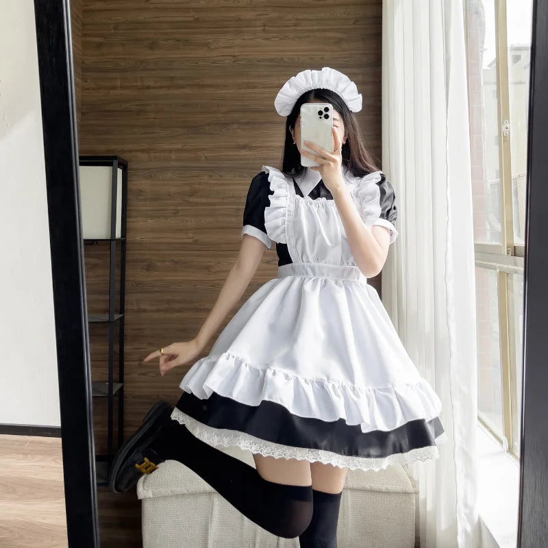 Gothic Lolita Anime Maid Cosplay Costumes Women Plus