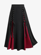 Rosegal Gothic Lace Up Skirts Black Red Purple