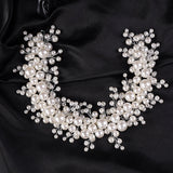 Fashion Bride Pearls Wedding Headband Silver Bridal Hairpiece