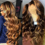 Highlight Wig Human Hair Ombre Brown Lace Front