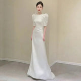 Bride French White Wedding Dress Women Sexy Backless