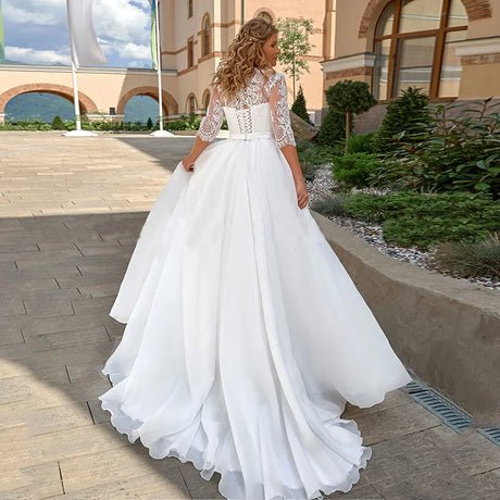 Elegant Wedding Dress For Woman Half Sleeves V