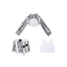 Girls Silver Sequins Jazz Dance Costume Kpop Outfit