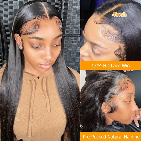 Hd Transparent Lace Frontal Wig Brazilian Straight