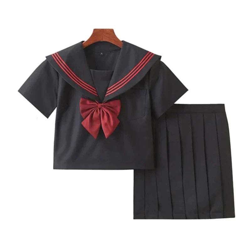 White Schoolgirl Uniform Japanese Class Navy Sailor School