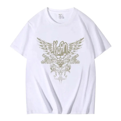 Korn Skull Wings Black T Shirt Women And