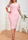 Summer Fashion Lace Splice Party Dress Women' Solid