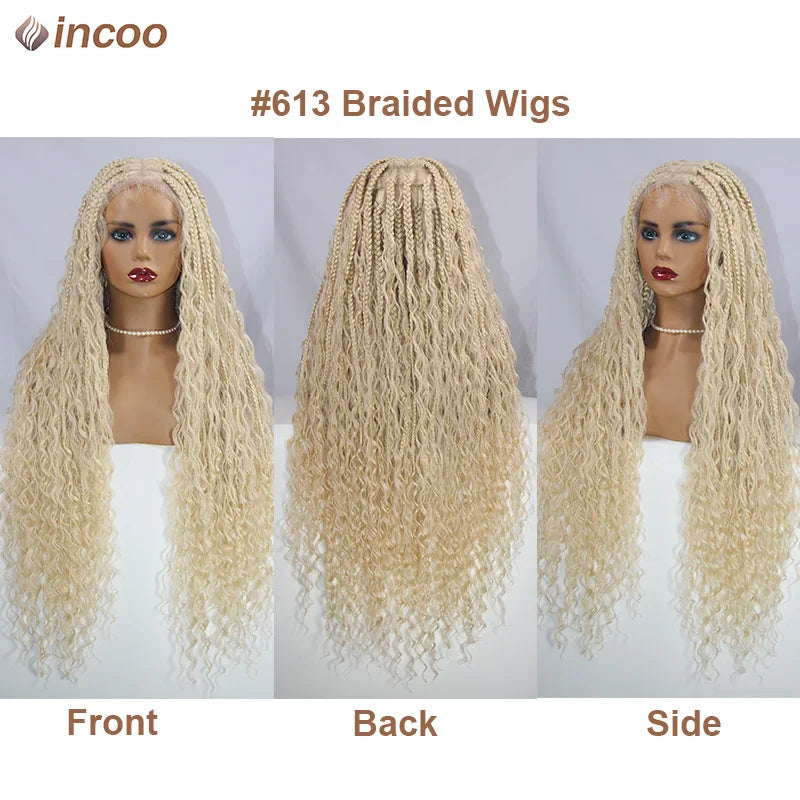 Long Boho Braided Full Lace Front Wigs Blonde