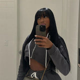 Straight Full Machine Made Bang Wigs Human Hair