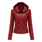 Women'S Moto Biker Zipper Jacket Hooded Faux Fur