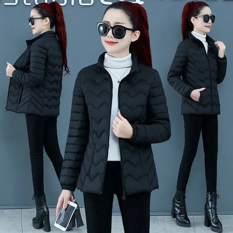 Winter Jacket Women New Short Parka Jacket Solid