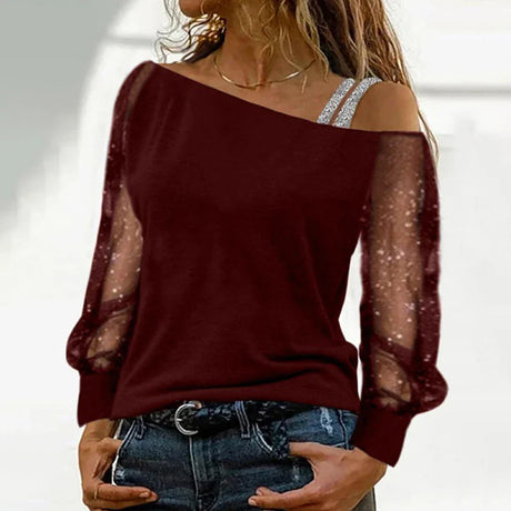 Oversized Women Autumn Sexy Lace Mesh Long Sleeve