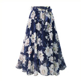 Print Floral Skirt Women Summer Loose Elastic High