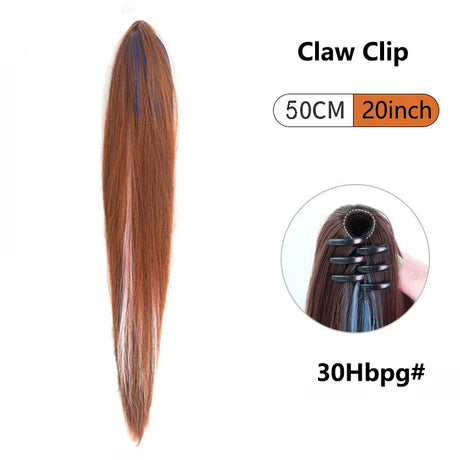 Ombre Color Straight Claw Clip On Ponytail Hair