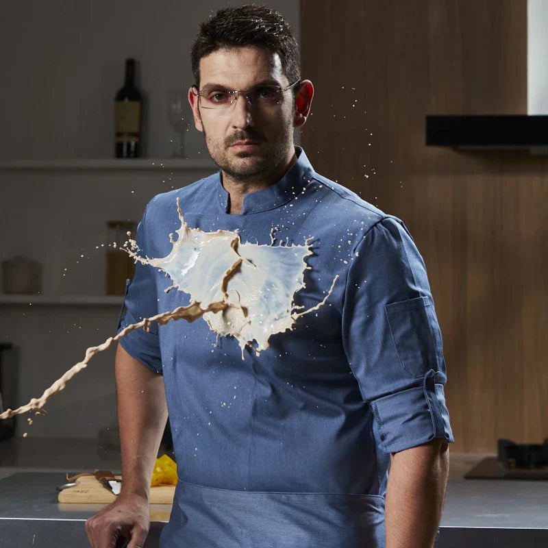Stretchy Chef Jacket Long Sleeve Waterproof Kitchen Cook