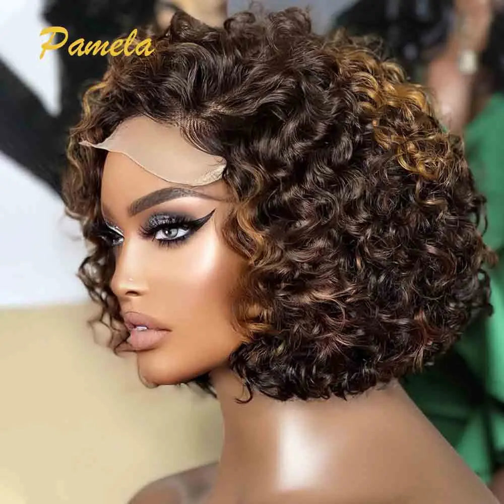 Highlight Blonde Short Bob Glueless Wig Human Hair
