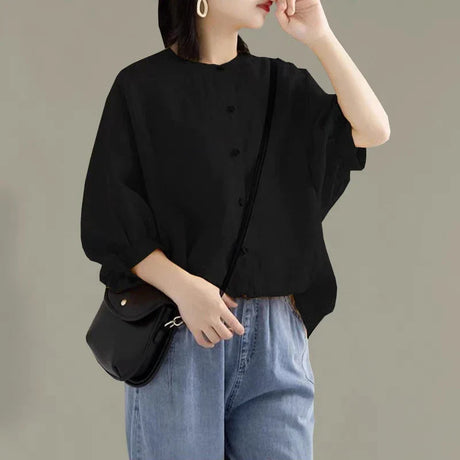 Cotton Linen Blouses Female Long Sleeve Shirts Autumn