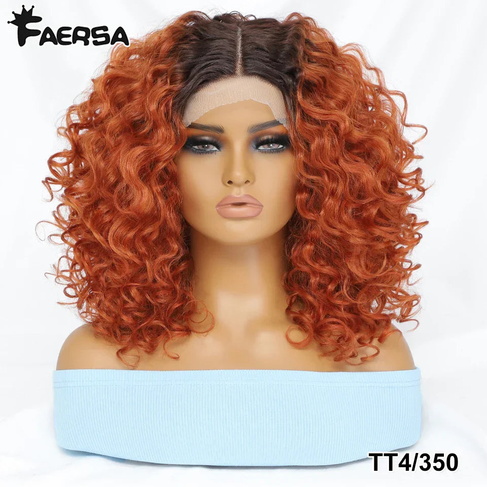 Kinky Curly Synthetic Lace Front Wig Black