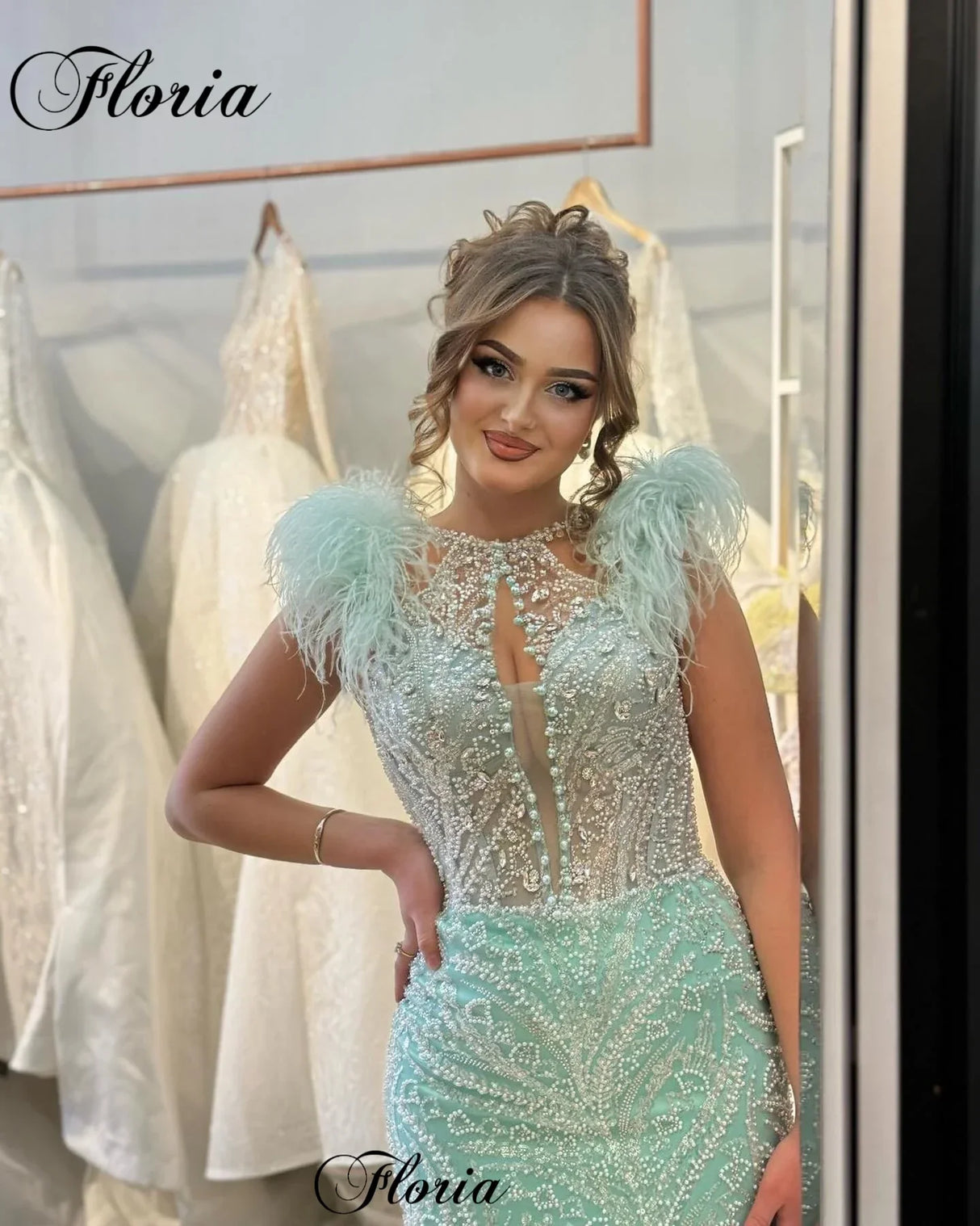 Mint Green Mermaid Prom Dresses Elegant Sleeveless Cocktail