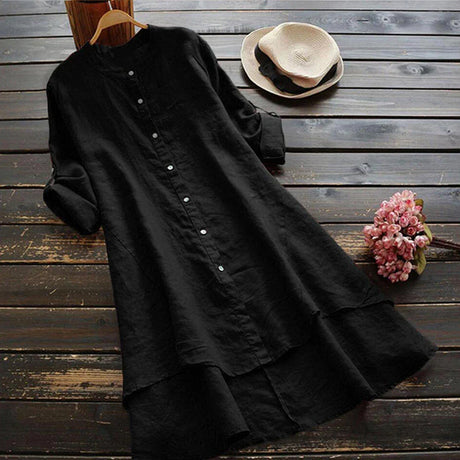 Oversized Cotton Linen Dress For Women Summer Blouse