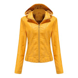 Women'S Moto Biker Zipper Jacket Hooded Faux Fur